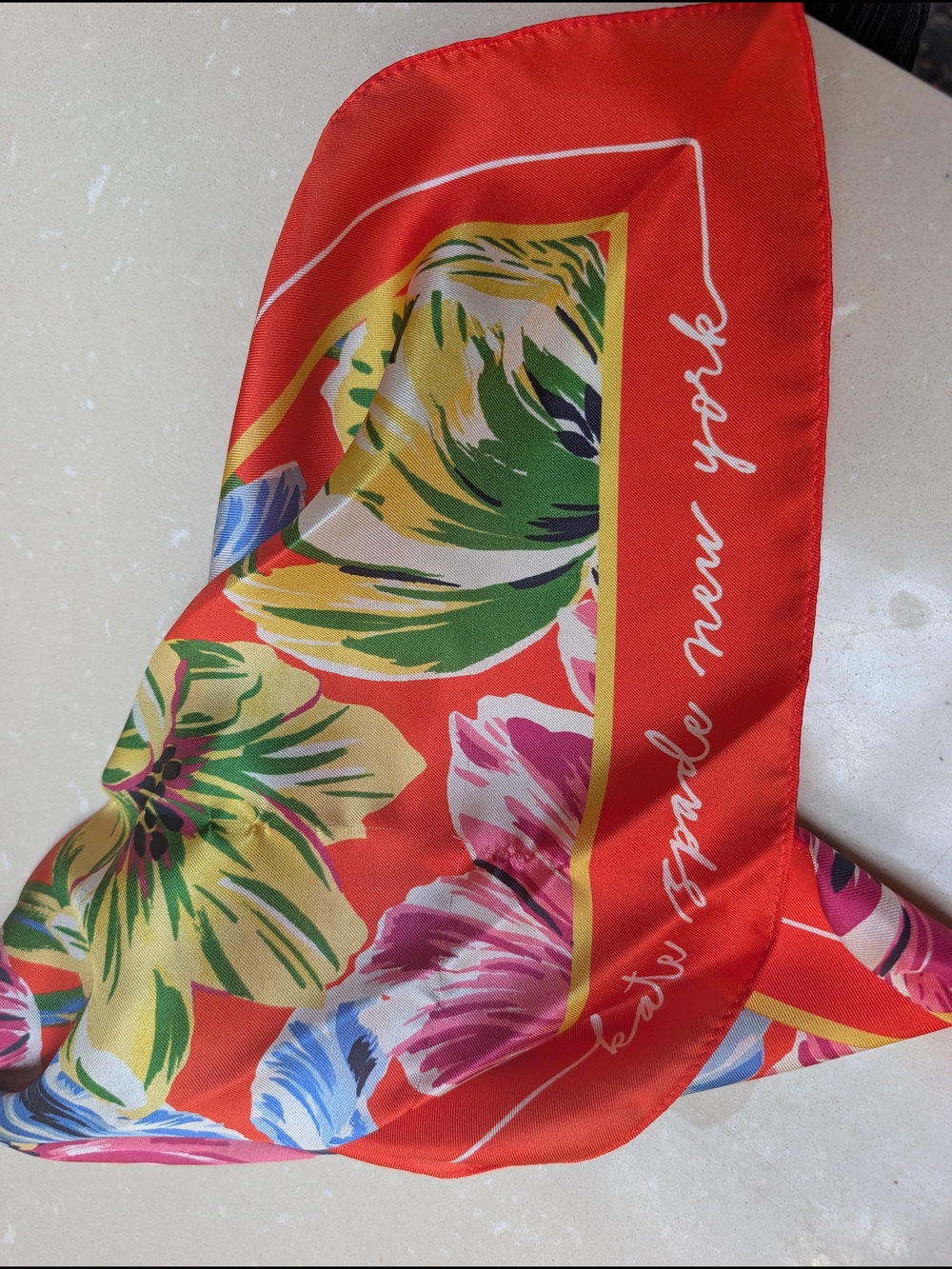 Kate Spade Painted Tulips Silk Square Scarf - Picture 6 of 8